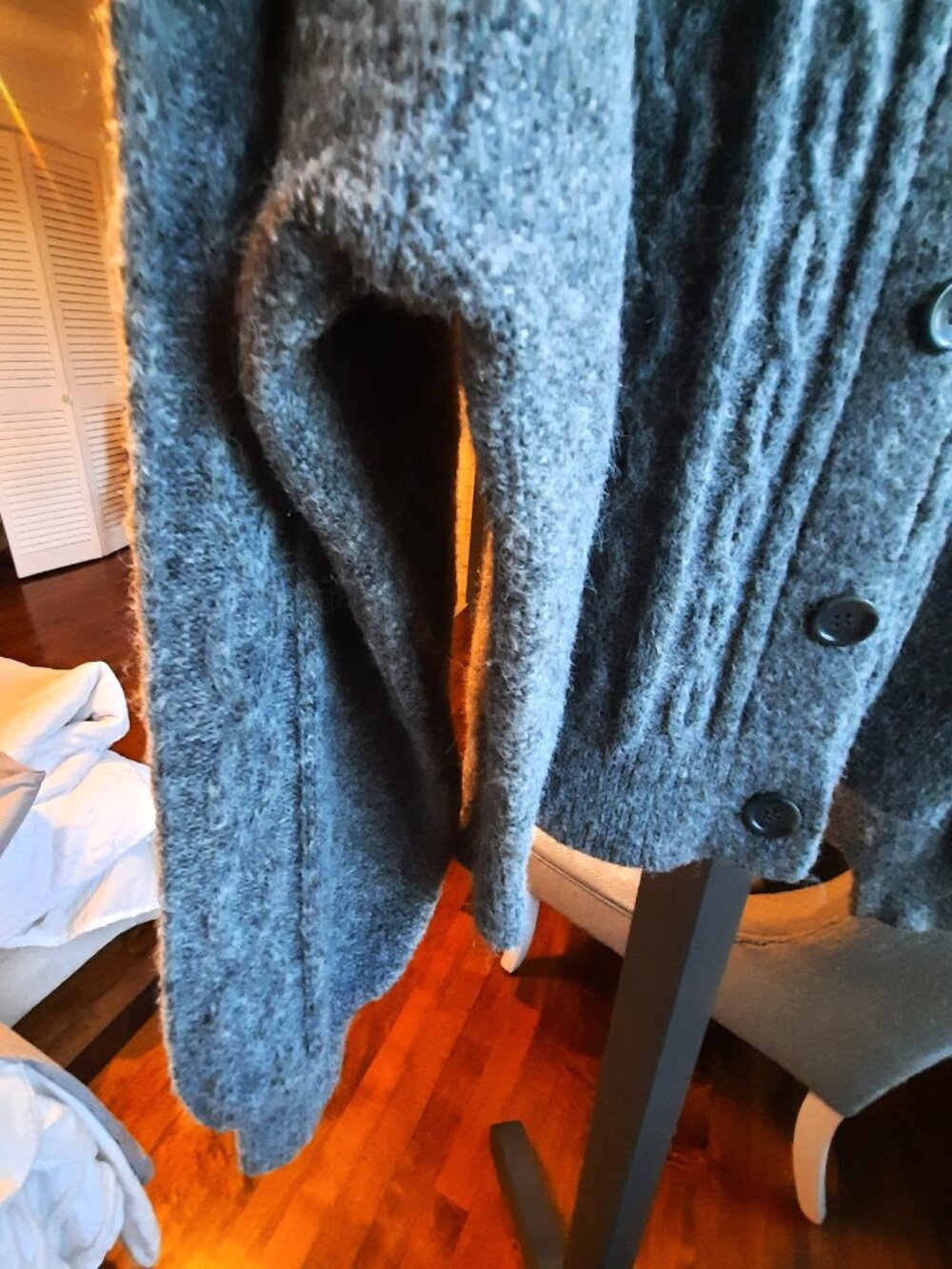 Chaps Gray Cable Knit Cardigan Sweater - Picture 4 of 8